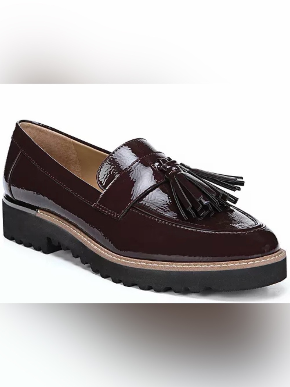 Franco Sarto Women's Tassel Loafers in Burgundy Patent
